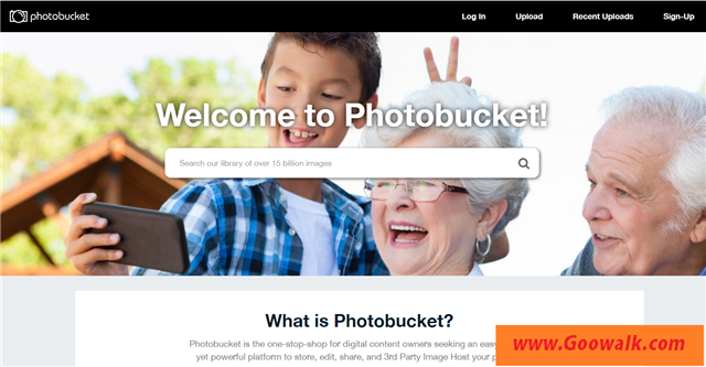 Photobucket官方网站，Photobucket是一个提供影像寄存、影片分享、幻灯片制作与照片分享服务网站